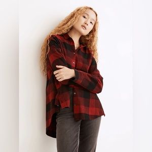 Madewell flannel side-button oversized ex-boyfriend shirt in Buffalo Check